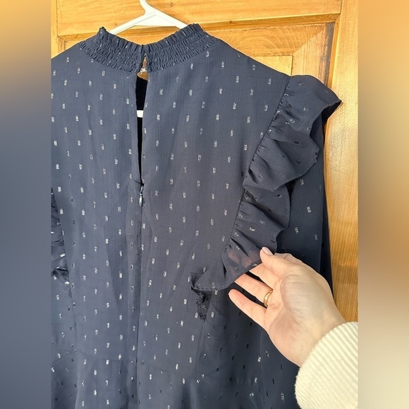 Express Dress Blue w/Silver Accents Great Detailing Long Sleeves NWT Size XL - Picture 2 of 15